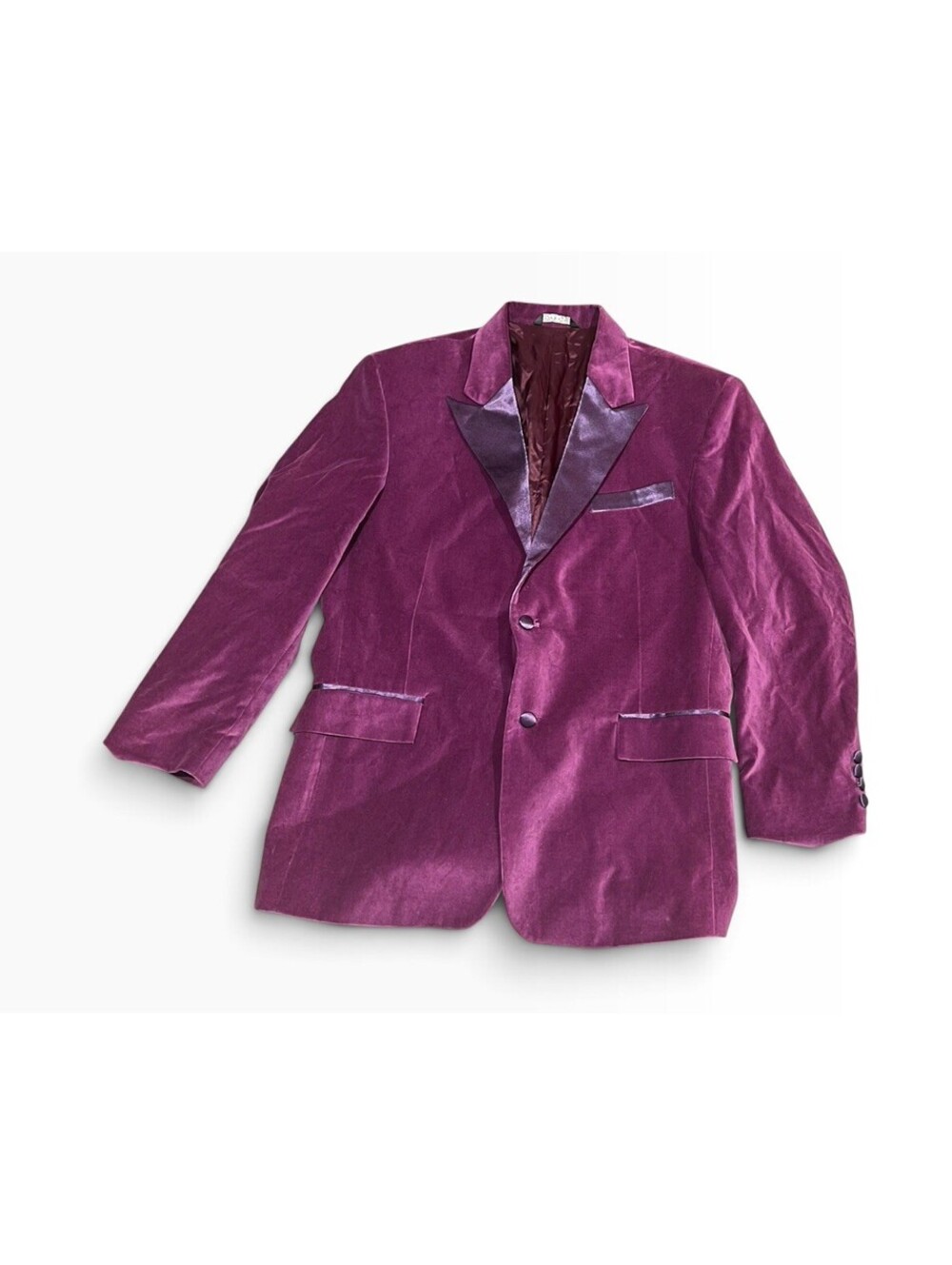 Edward Dada Men’s Large Purple Velvet Blazer Satin Trim Made in USA